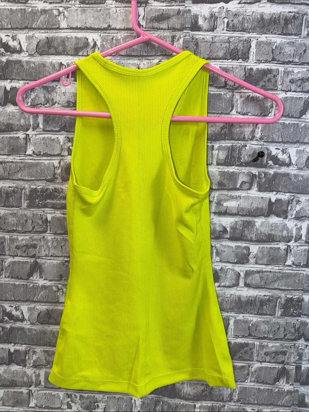 Nike Neon Yellow Ribbed Graphic Tank Top